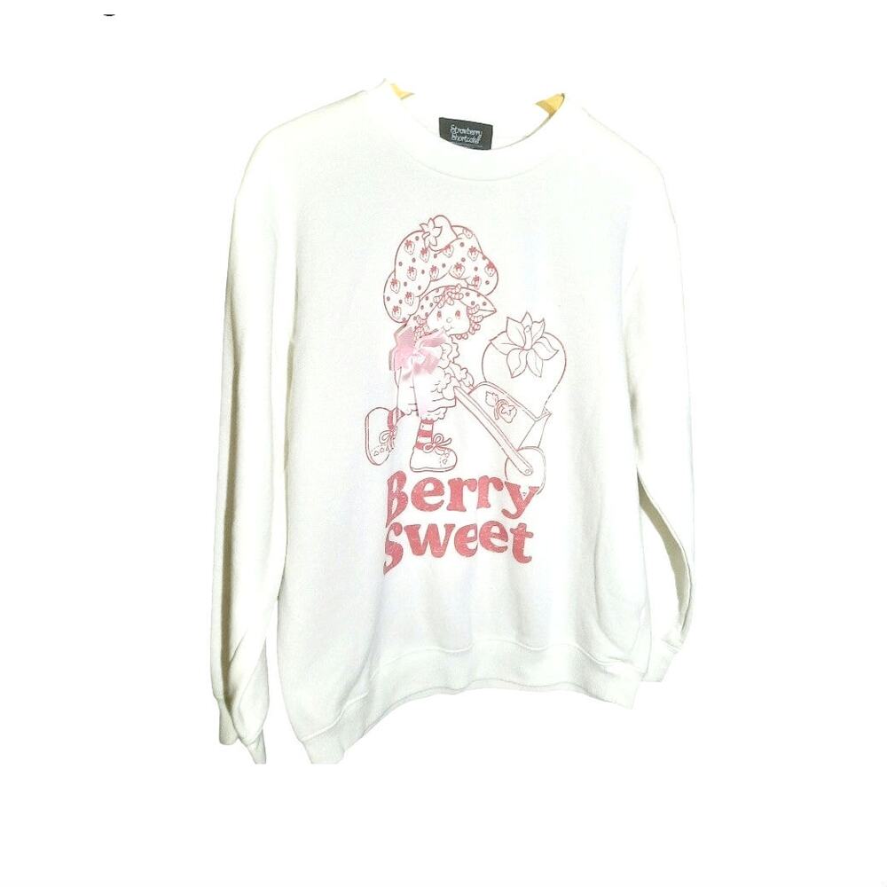 Strawberry Shortcake Womens White Graphic Crewneck Sweatshirt Size Medium